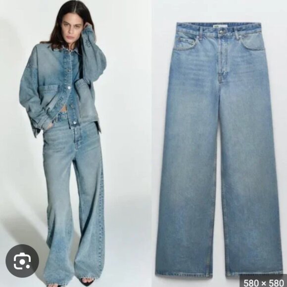 ZARA MID RISE BAGGY MEDIUM WASH JEANS SIZE 10 / 32" - Picture 1 of 6